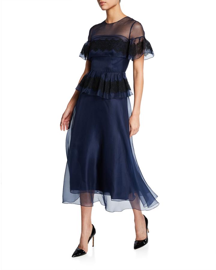 Organza And Lace Tiered Dress