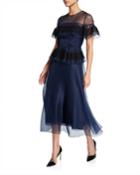 Organza And Lace Tiered Dress
