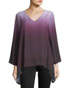 Ombre V-neck Handkerchief Blouse