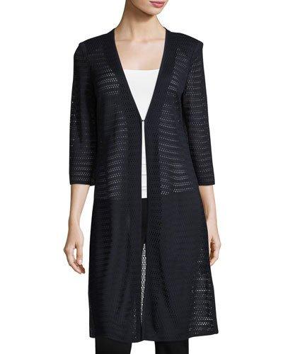 3/4-sleeve Long Mesh Jacket, Navy