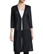 3/4-sleeve Long Mesh Jacket, Navy