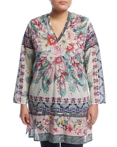 Tribeca Floral-print Tunic, Multi,
