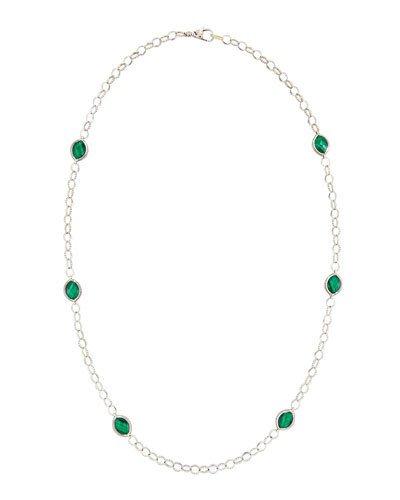 Venus Long Malachite Doublet Station Necklace,