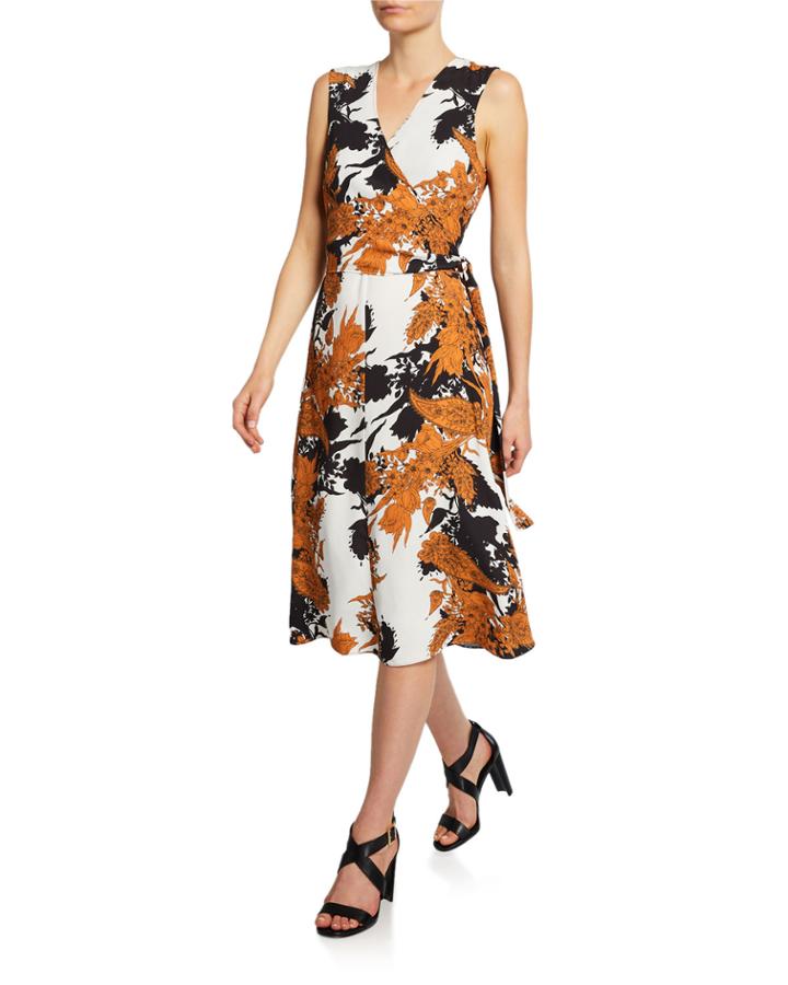 Brynn Patterned Wrap-tie Dress