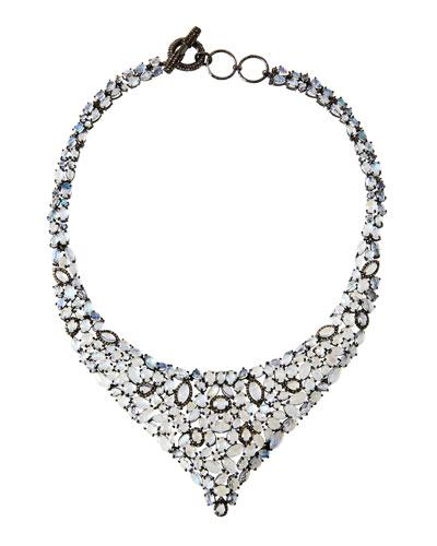 Pave Diamond & Moonstone Statement Necklace