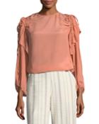 Blush Draped Long-sleeve Top