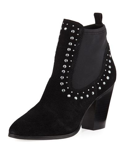 Senor Crystal Suede Chelsea Boot, Black