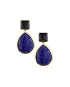 18k Gold Rock Candy Gelato Medium Snowman Earrings In Black Onyx/lapis