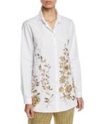 Metallic-embroidered Button-front Tunic
