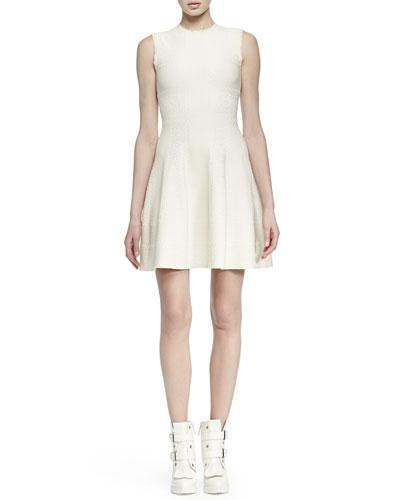 Paneled Jacquard A-line Dress