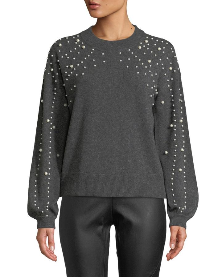 Pearly Balloon-sleeve Cashmere