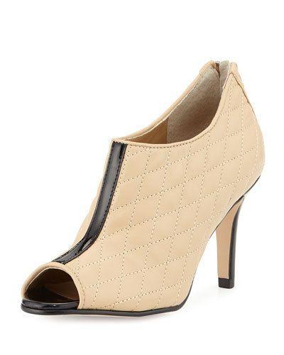 Prenia Quilted Peep-toe Bootie, Pudding/black