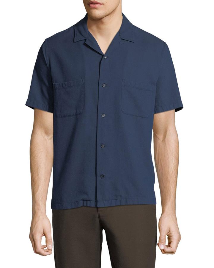 Men's Cabana Textured-weave Short-sleeve