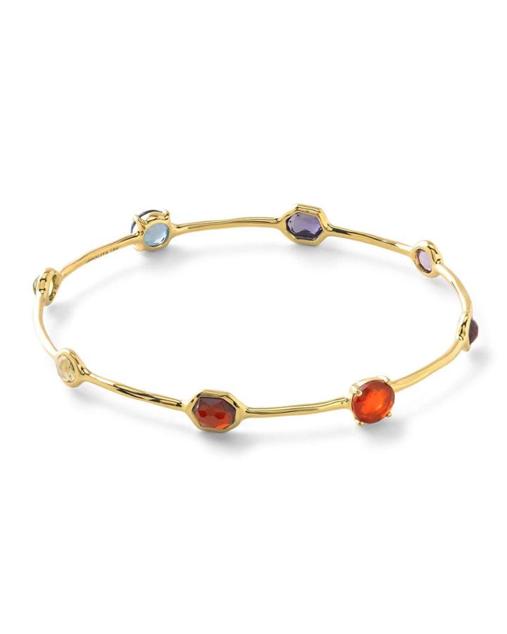 18k Gold Rock Candy Fall Rainbow Station Bangle Bracelet