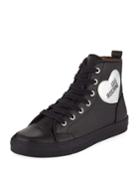Vulcanized High-top Sneakers, Black/silver