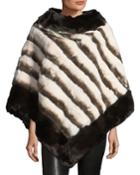 Stripe Fur Poncho, Brown/white