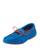 Mesh & Rubber Braided-lace Boat Shoe, Blue/orange