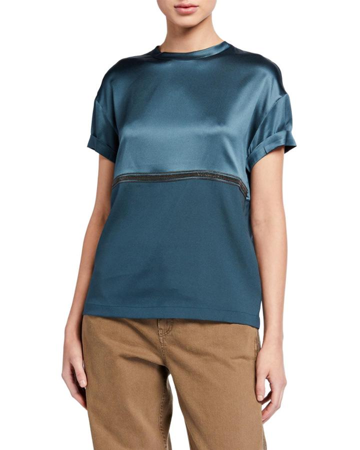 Bicolor Satin Top With