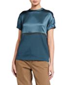 Bicolor Satin Top With