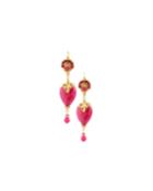 Agate & Crystal Teardrop Earrings, Pink