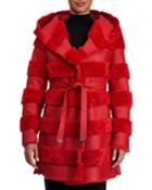 Hooded Leather Jacket With Fur