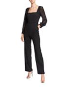 Square Neck Sheer Sleeves Jumpsuit