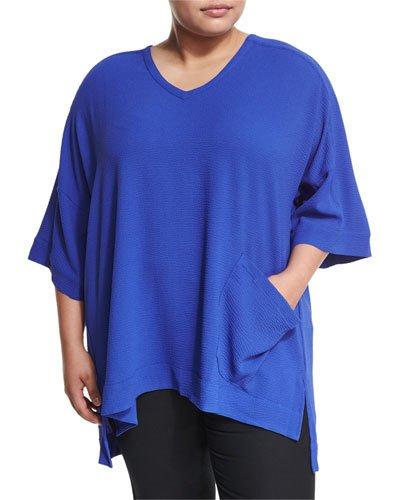 Patch-pocket V-neck Top,