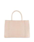 Medium Sectional Crocodile Tote Bag, Beige