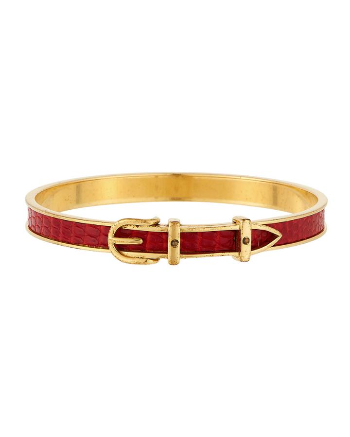Estate Lizard Belt Bangle, Red/gold