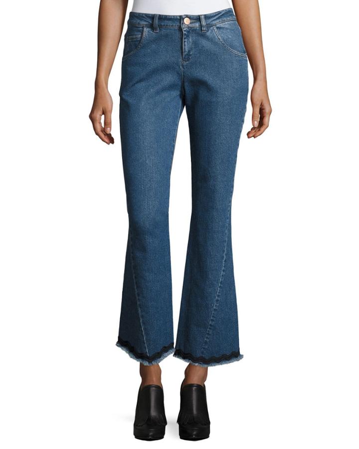 Mid-rise Flared Raw-hem Jeans