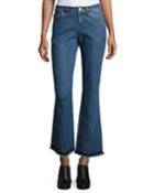 Mid-rise Flared Raw-hem Jeans