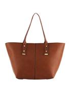 A-line Basic Faux-leather Tote Bag