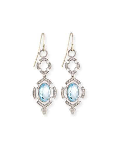 Malta 18k Sky Blue Topaz & Diamond Drop Earrings