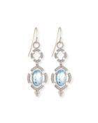 Malta 18k Sky Blue Topaz & Diamond Drop Earrings
