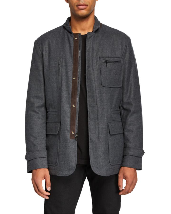 Men's Stand Collar Wool-blend Jacket