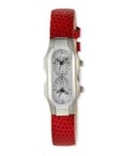 Mini Duel Time Zone Diamond Pave Watch, Orange