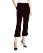 Straight-leg Cropped Velvet Trousers