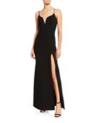 Plunge-neck Bodycon Gown