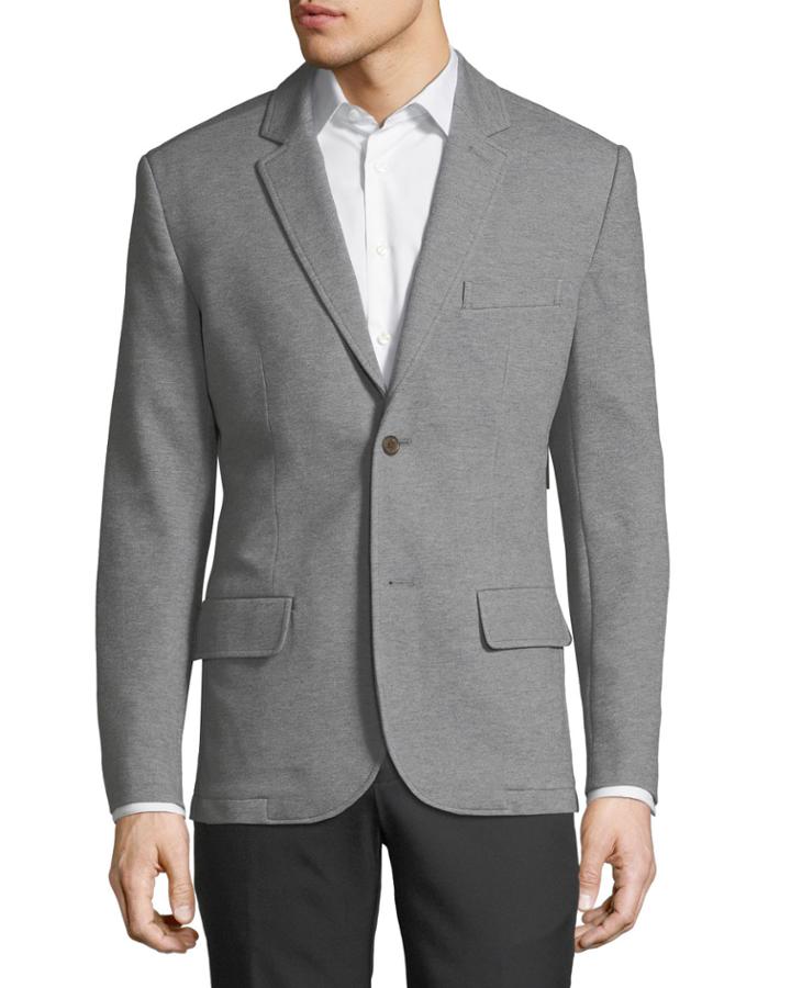Pique-knit Blazer, Gray