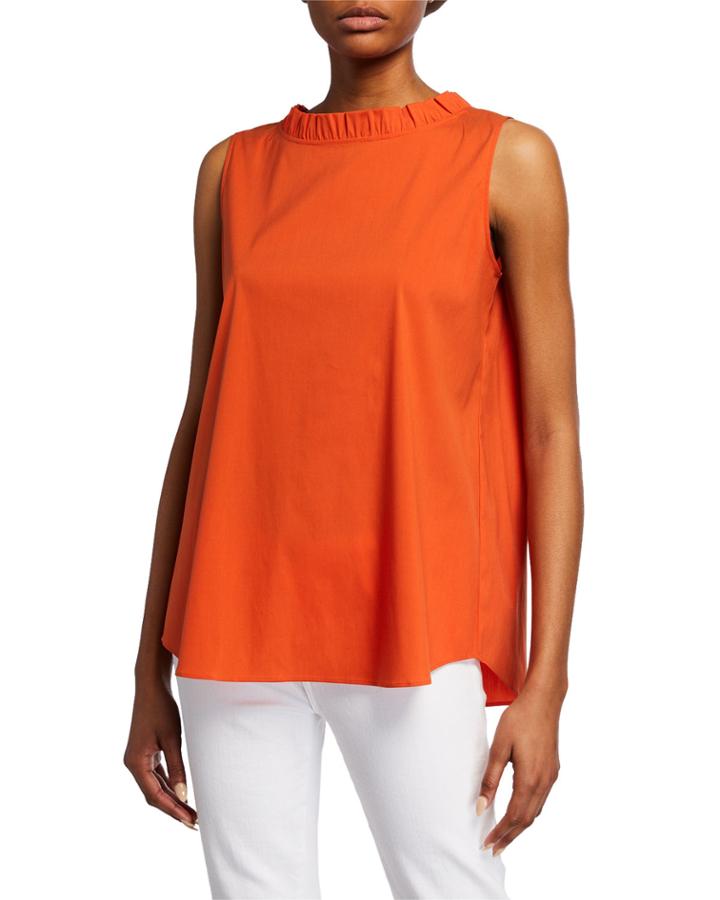 Yvette Sleeveless Italian Stretch Cotton Blouse