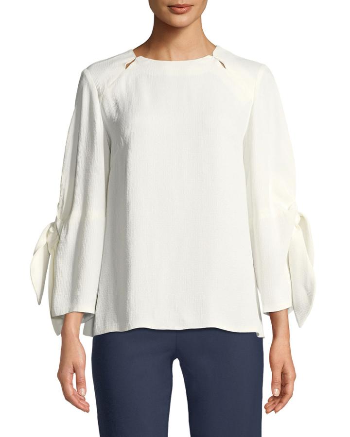 Bow-tie-sleeve Textured Blouse