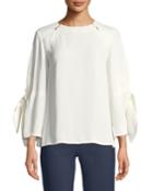 Bow-tie-sleeve Textured Blouse