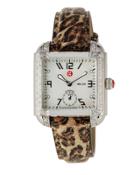 Milou Diamond Watch W/ Leather Strap, Cheetah Print