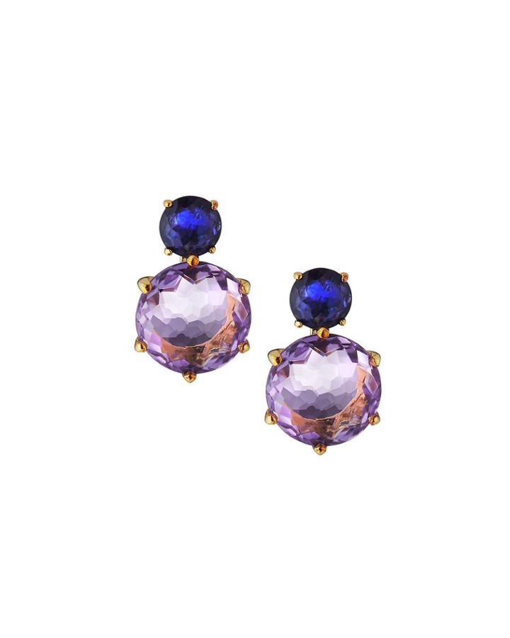 18k Rock Candy 2-stone Earrings In Iolite & Amethyst