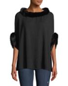 Wool-blend Poncho W/ Fox Fur Trim