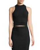 Ribbed High-neck Cropped Racerback Tank