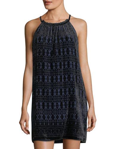 Velvet Burnout Halter Dress