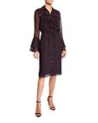 Dot Jabot Long-sleeve Ruffle-trim