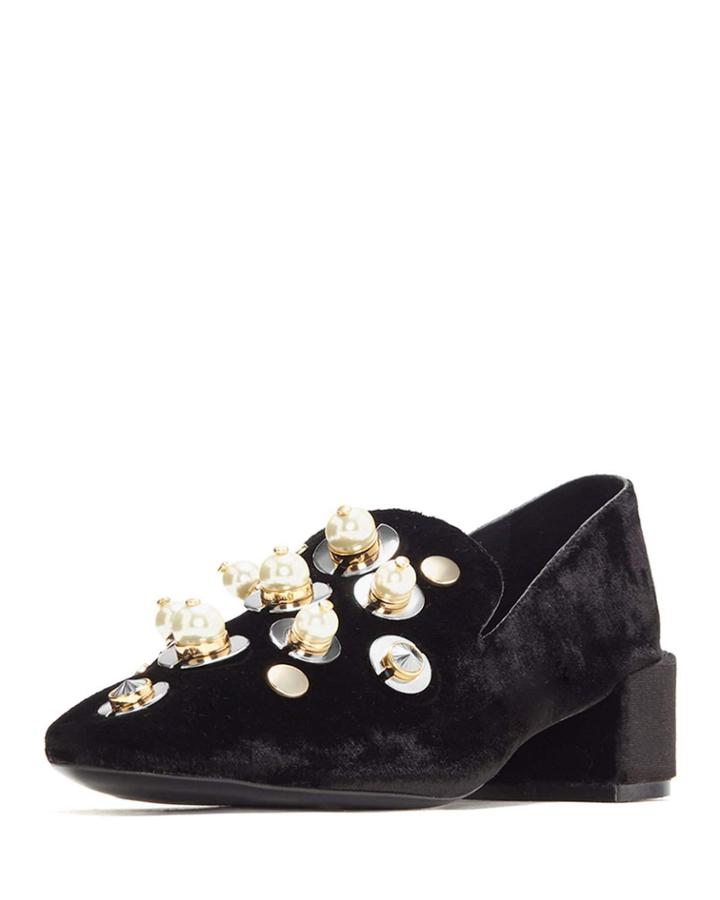 Tillie Embellished Velvet Block-heel Pump