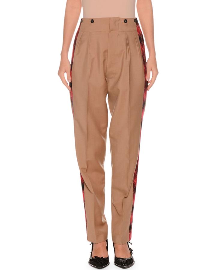 Pleated Tapered-leg Mohair-blend Trousers W/